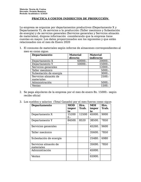 Practica Cip Ejercicios Sobre Elementos Del Costo Costos