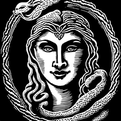 Griekse Mythologie Medusa Handgetekende Platte Stijlvolle Cartoon