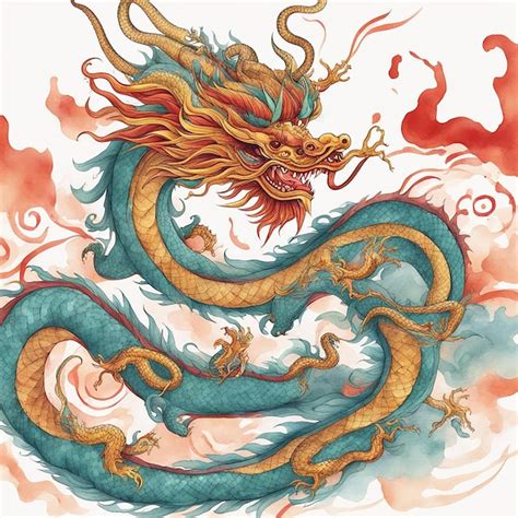 Premium Ai Image Chinese Red Dragon Hand Drawn Watercolor