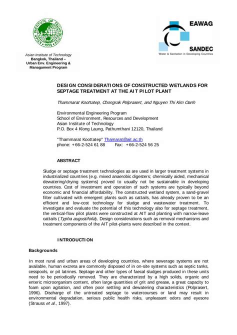 (PDF) DESIGN CONSIDERATIONS OF CONSTRUCTED WETLANDS …...Design ...