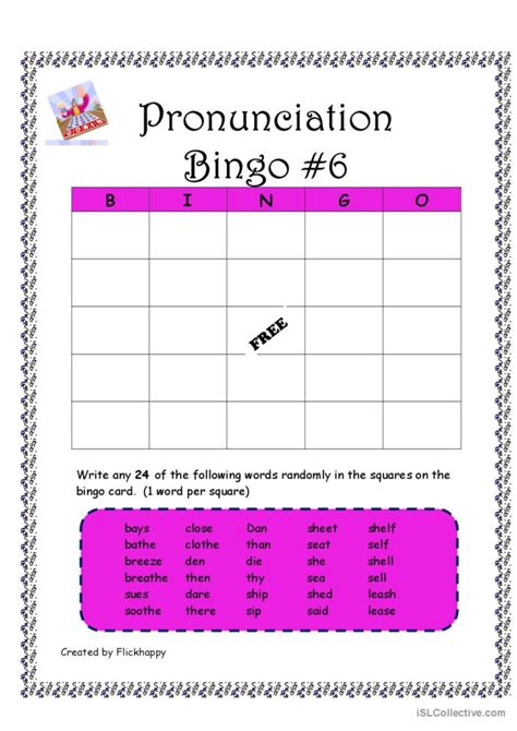 Pronunciation Bingo Pronunciatio English Esl Worksheets Pdf Doc