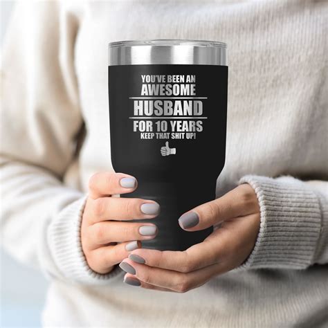 10th Wedding Anniversary Tumbler Cup 10 Year Gift For Husband Men Him J ...