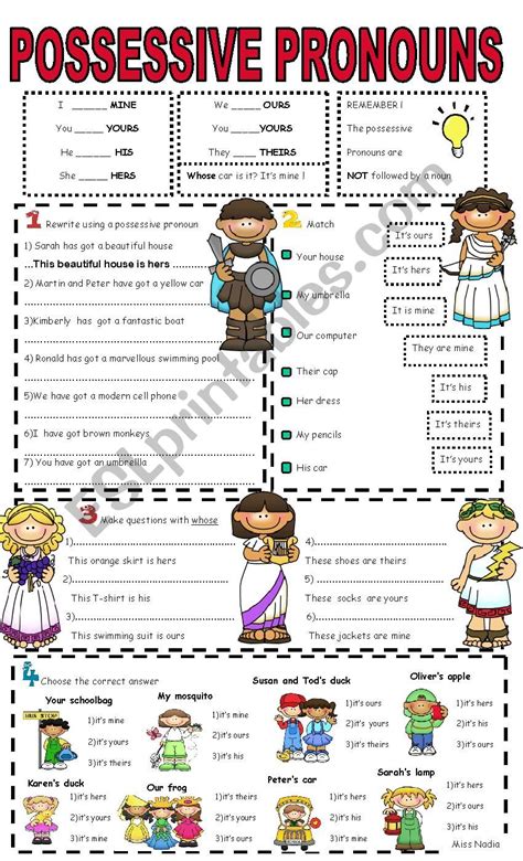 Worksheet For Possessive Pronouns