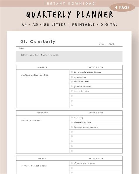 Quarterly Planner Months Planner Printable Months Overview