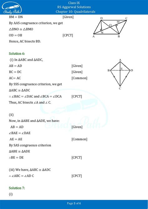 Rs Aggarwal Solutions Class Exercise A Chapter Quadrilaterals