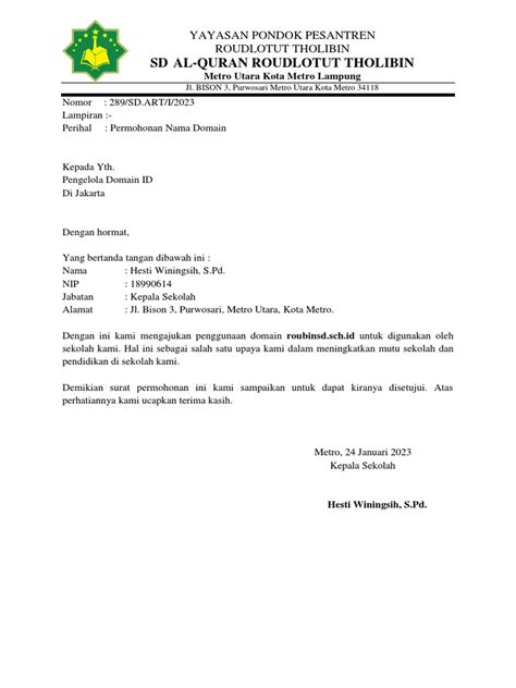 Surat Pengajuan Domain Pdf