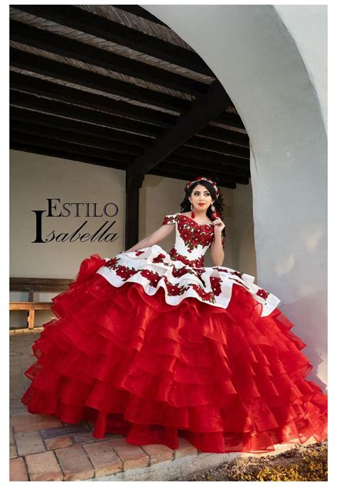 Red Mexican Quinceanera Dress