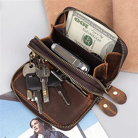 Cartera De Cuero Genuino Con Cremallera Para Hombre Y Mujer Organizador