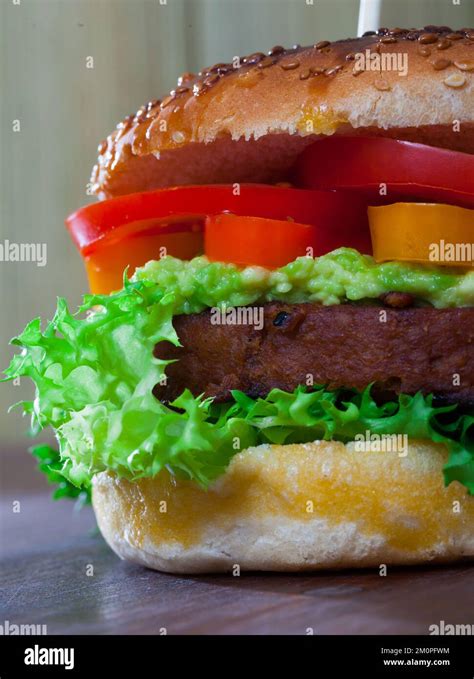 vegetarian burger  vegetable patty stock photo alamy