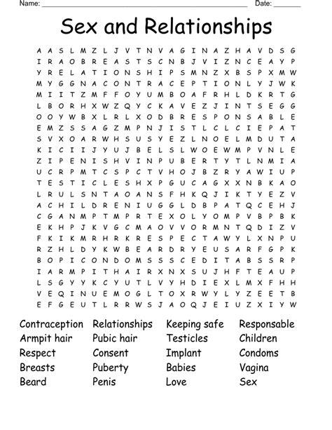 Sex And Relationships Word Search Wordmint