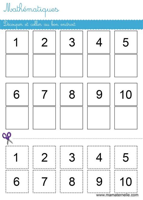 Mathématiques découper et coller au bon endroit Ma Maternelle