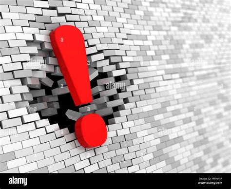 illustration  exclamation mark hitting brick wall stock photo alamy