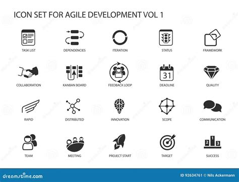 Agile Software Development Icon Set Stock Vector Illustration Of