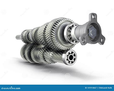 Automotive Transmission Gearbox Gears Inside On White Background 3d