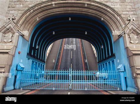 Tower bridge gate for security ; London ; U.K. United Kingdom England ...