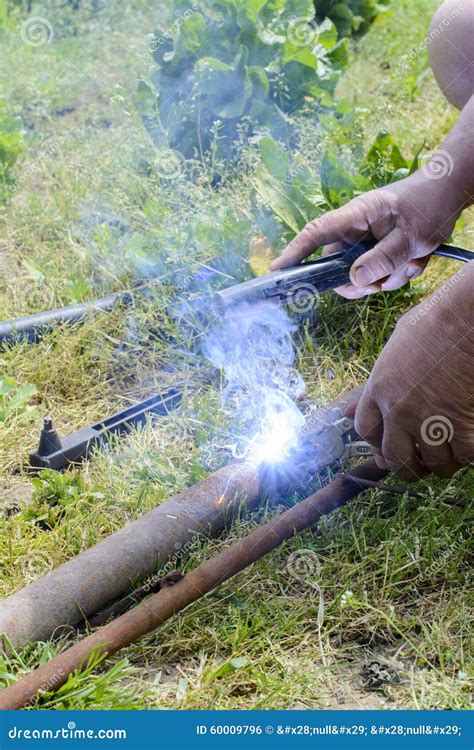 Manual Metal Arc Welding Stock Photo Image Of Iron Metalwork 60009796