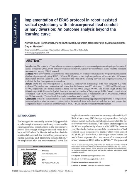 Pdf Implementation Of Eras Protocol In Robot Assisted Radical