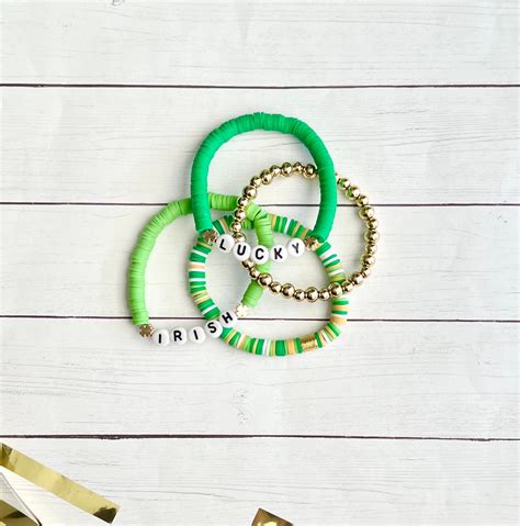 St Patricks Day Heishi Bracelets Green Heishi Bracelets For Women St