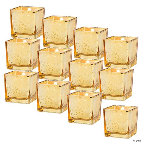 Bulk 48 Pc Gold Flecked Square Votive Candle Holders Oriental Trading