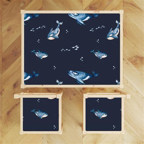 Ikea LATT Table And Chairs Decals Orcas In The Ocean Table Sticker