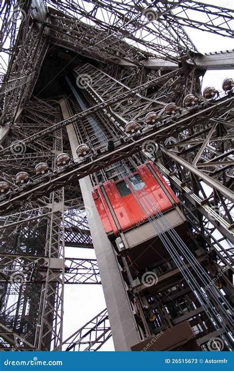 Eiffel Tower Paris, Red Elevator Stock Photos - Image: 26515673