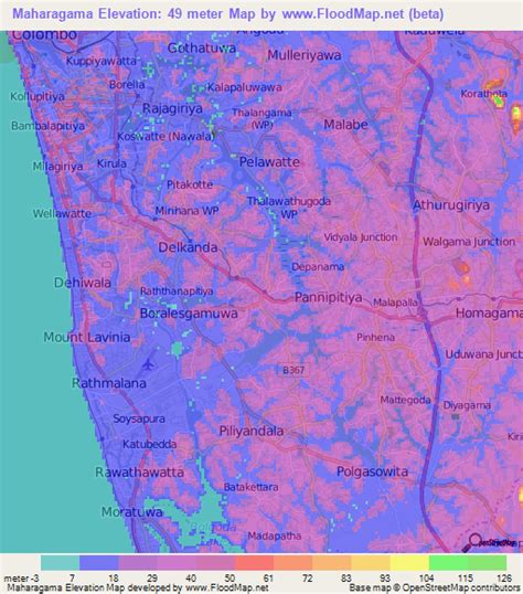 Elevation Of Maharagamasri Lanka Elevation Map Topography Contour