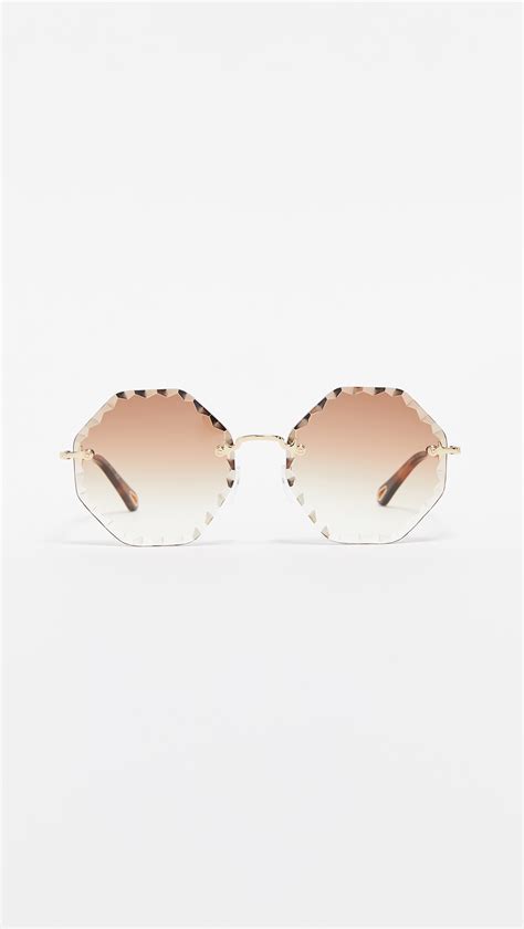 Chloe Rosie Scalloped Sunglasses In 2020 Sunglasses Rimless Frames Chloe