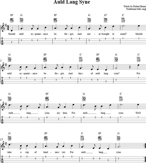 Auld Lang Syne Free Easy Ukulele Tab Sheet Music Hot Sex Picture