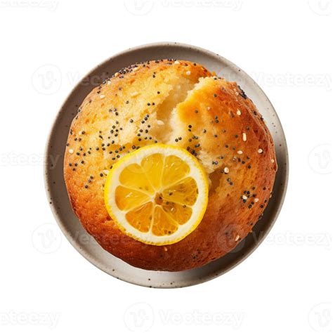 Delicious Lemon Poppy Muffin Isolated On Transparent Background