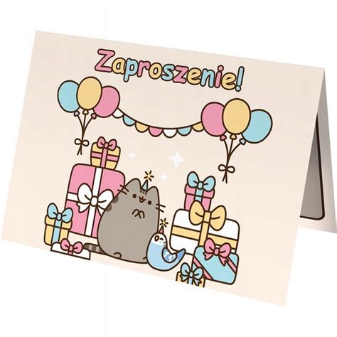 ZAPROSZENIE NA URODZINY PUSHEEN KOT POZIOM Z2 ERLI Pl