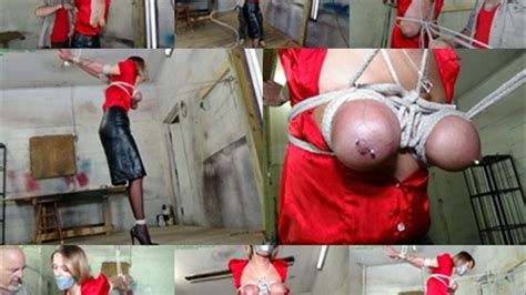 Strung Up In A Strict Strappado With Her Cruelly Bound Tits Tethered To The Wall MP SD