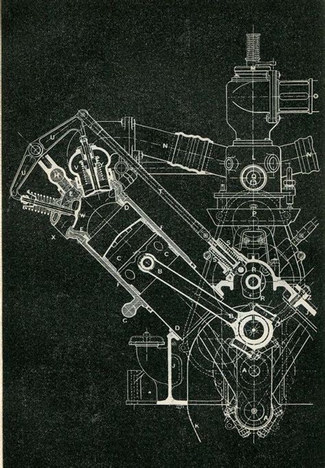 Mechanical Engineering Drawing Wolseley Motor 120 Hp 8 Cylinders