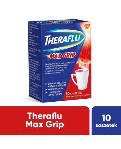 Theraflu Max Grip saszetki na objawy grypy i przeziębienia 10 saszetek