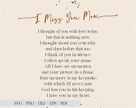 I Miss You Mom Svg In Loving Memory Svg Miss You Png Svg Memorial