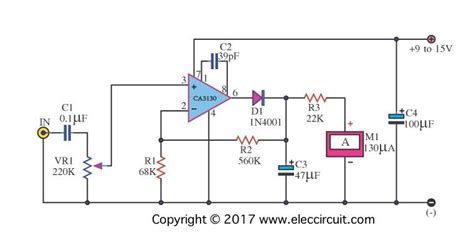 Peak Reading Vu Meter Circuit Sound Level Meter Dc Circuit Monitor