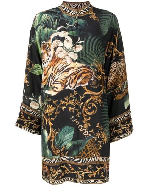 Camilla Silk Easy Tiger Print Embellished Shirt Dress In Black Lyst Uk