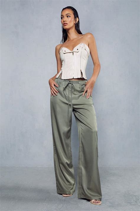 Tie Waist Straight Leg Trousers Boohoo Uk