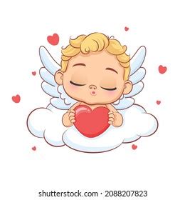 Cute Cartoon Black Baby Cupid Lies Stock Vector Royalty Free