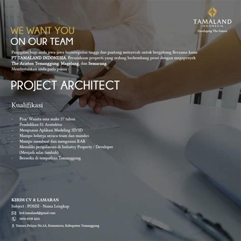 Lowongan Kerja Project Architect Engineering Property Consultant Di