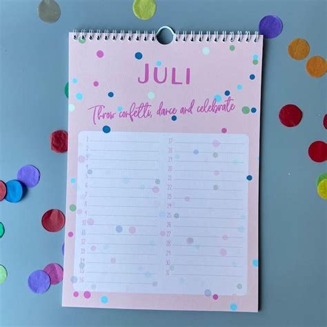 Verjaardagskalender A4 Confetti Vrolijk Kalender Feest