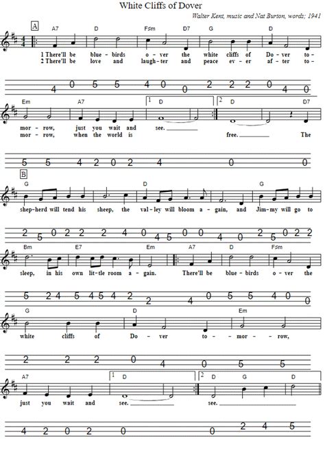 Chords For White Cliffs Of Dover In G