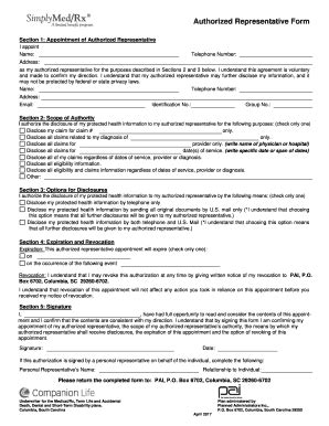 Fillable Online Authorized Representative Form Planned Administrators