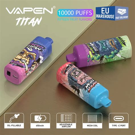 Eu Warehouse Vapes Original VAPEN TITAN 10000 Bouffée 10K Puff Razz Bar