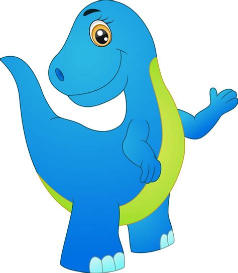 Cute Blue Dinosaur Cartoon Posing Vector Art At Vecteezy