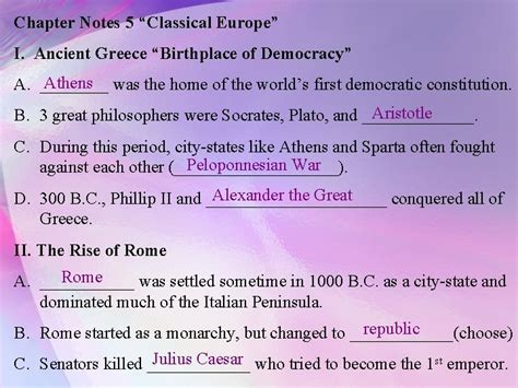 Chapter Notes 5 Classical Europe I Ancient Greece