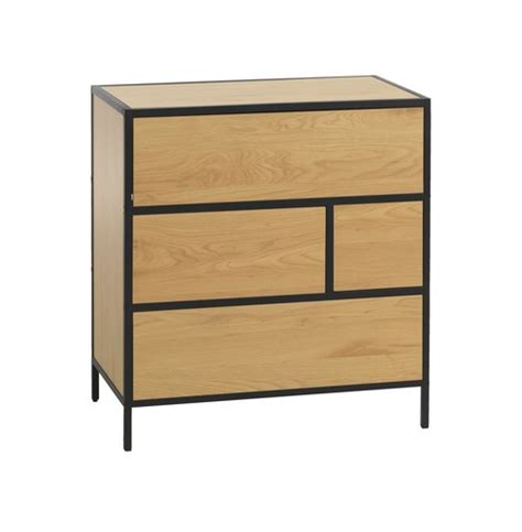 Commode 4 tiroirs TRAPPEDAL chêne noir JYSK