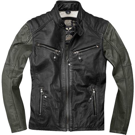 Giacca Moto In Pelle Vintage Black Cafè London LJ81366 Verde Nero