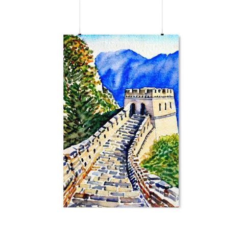 Great Wall Of China Watercolor Poster Wall Art Travel Poster China