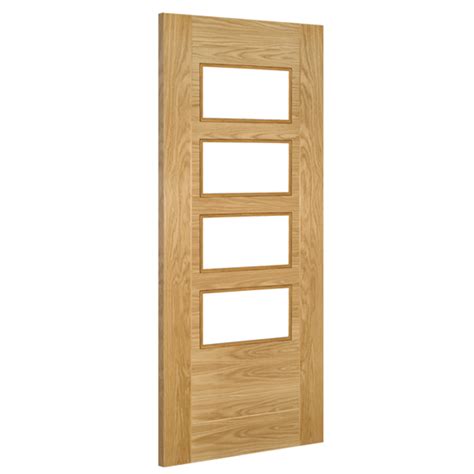 Deanta Seville Prefinished Oak Glazed 4L Square FSC Internal Door