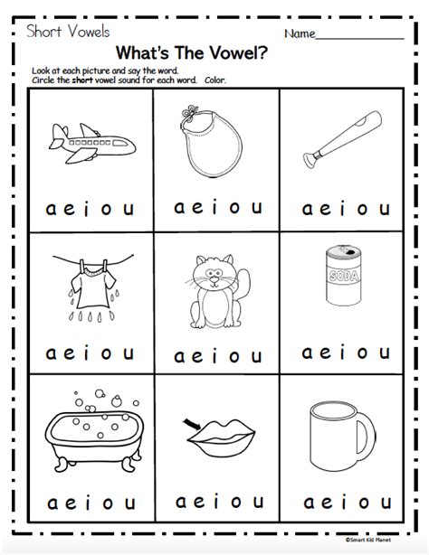 Cvc Vowel Sounds Worksheet